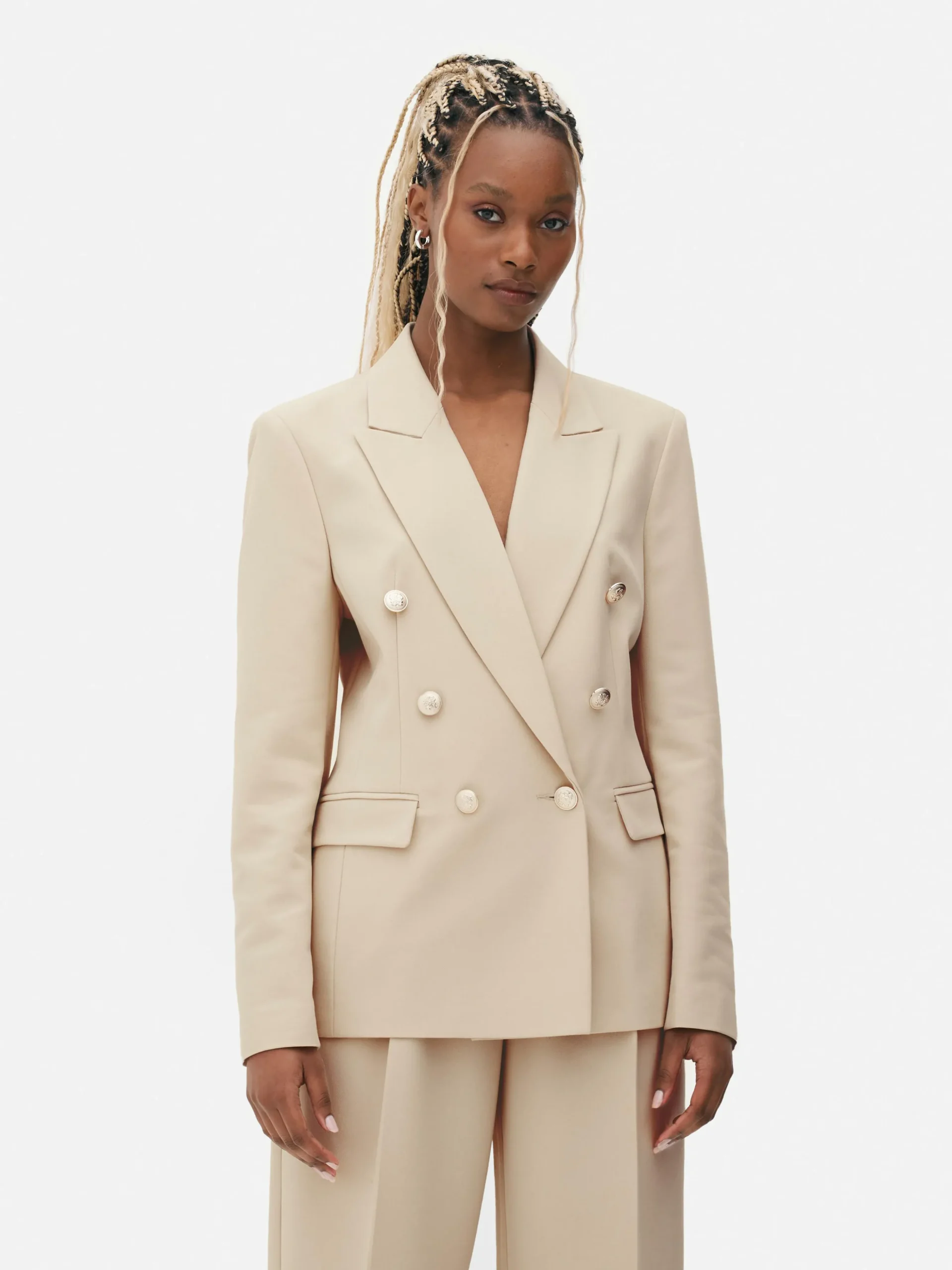 Americana De Doble Botonadura Con Botones Metálicos