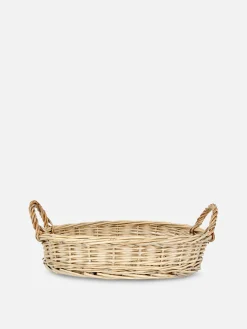 Bandeja De Mimbre Redonda Con Asas