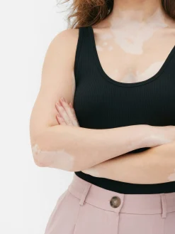 Body Acanalado De Escote Amplio