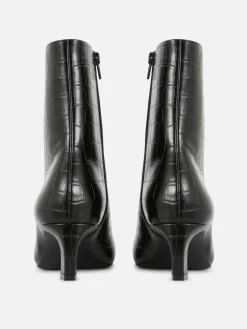 Botines De Tacón Con Puntera Cuadrada