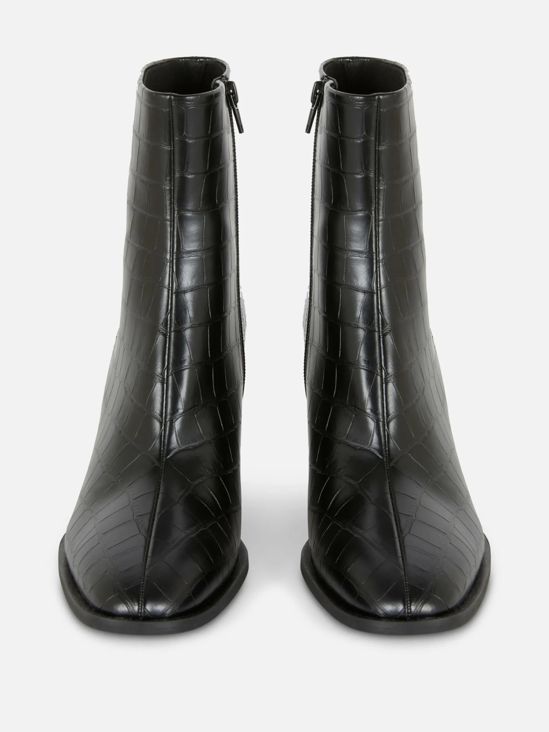 Botines De Tacón De Piel De Cocodrilo Sintética