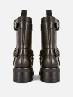 Botines Moteros De Piel Sintética