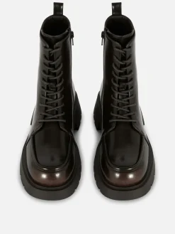 Botines Ribeteados Con Cordones