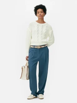 Cable Knit Dropped Shoulder Jumper