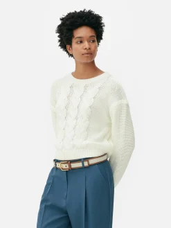 Cable Knit Dropped Shoulder Jumper