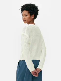 Cable Knit Dropped Shoulder Jumper