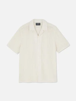 Camisa De Manga Corta De Ganchillo Con Botones