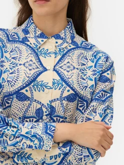 Camisa De Manga Larga Floral Abstracta