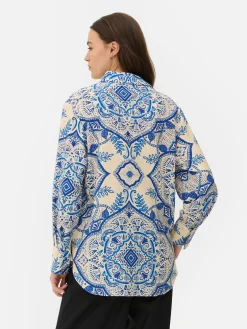 Camisa De Manga Larga Floral Abstracta