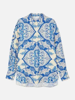 Camisa De Manga Larga Floral Abstracta