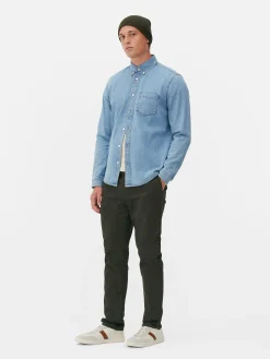 Camisa De Sarga De Algodón De Manga Larga