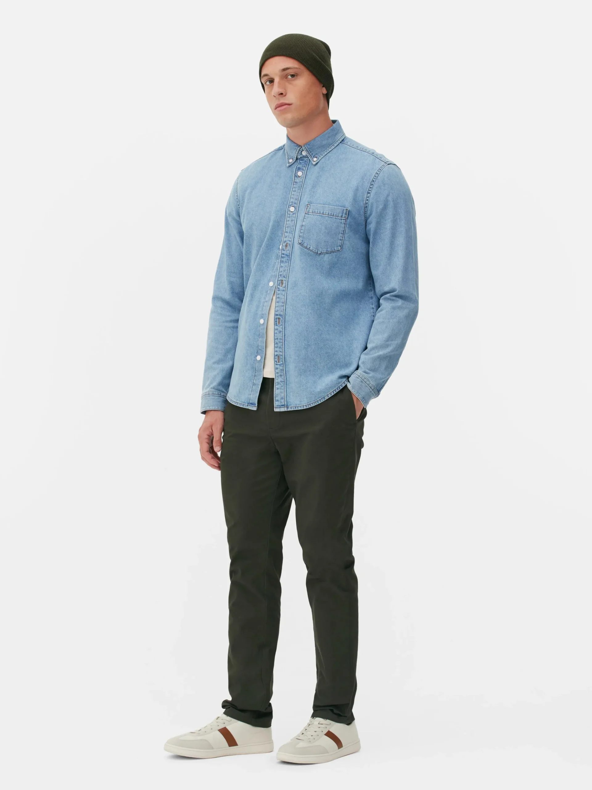 Camisa De Sarga De Algodón De Manga Larga