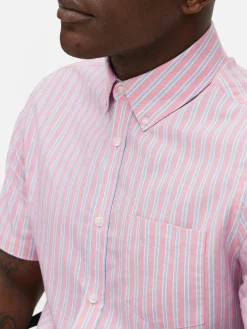 Camisa Oxford De Manga Corta A Rayas