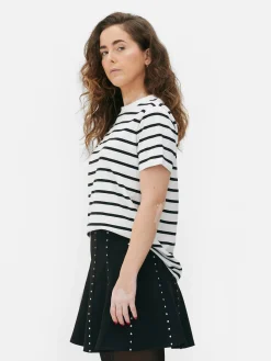 Camiseta A Rayas Con Cuello Redondo