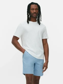 Camiseta Acanalada Con Cuello Redondo