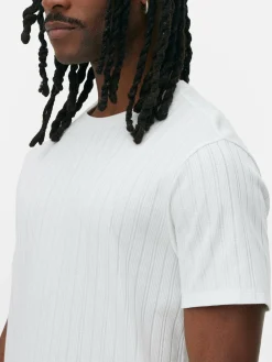 Camiseta Acanalada Con Cuello Redondo