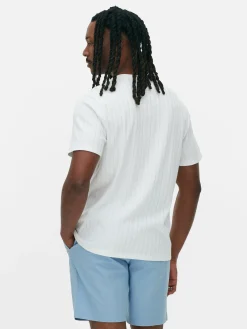 Camiseta Acanalada Con Cuello Redondo