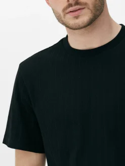 Camiseta Acanalada Con Cuello Redondo