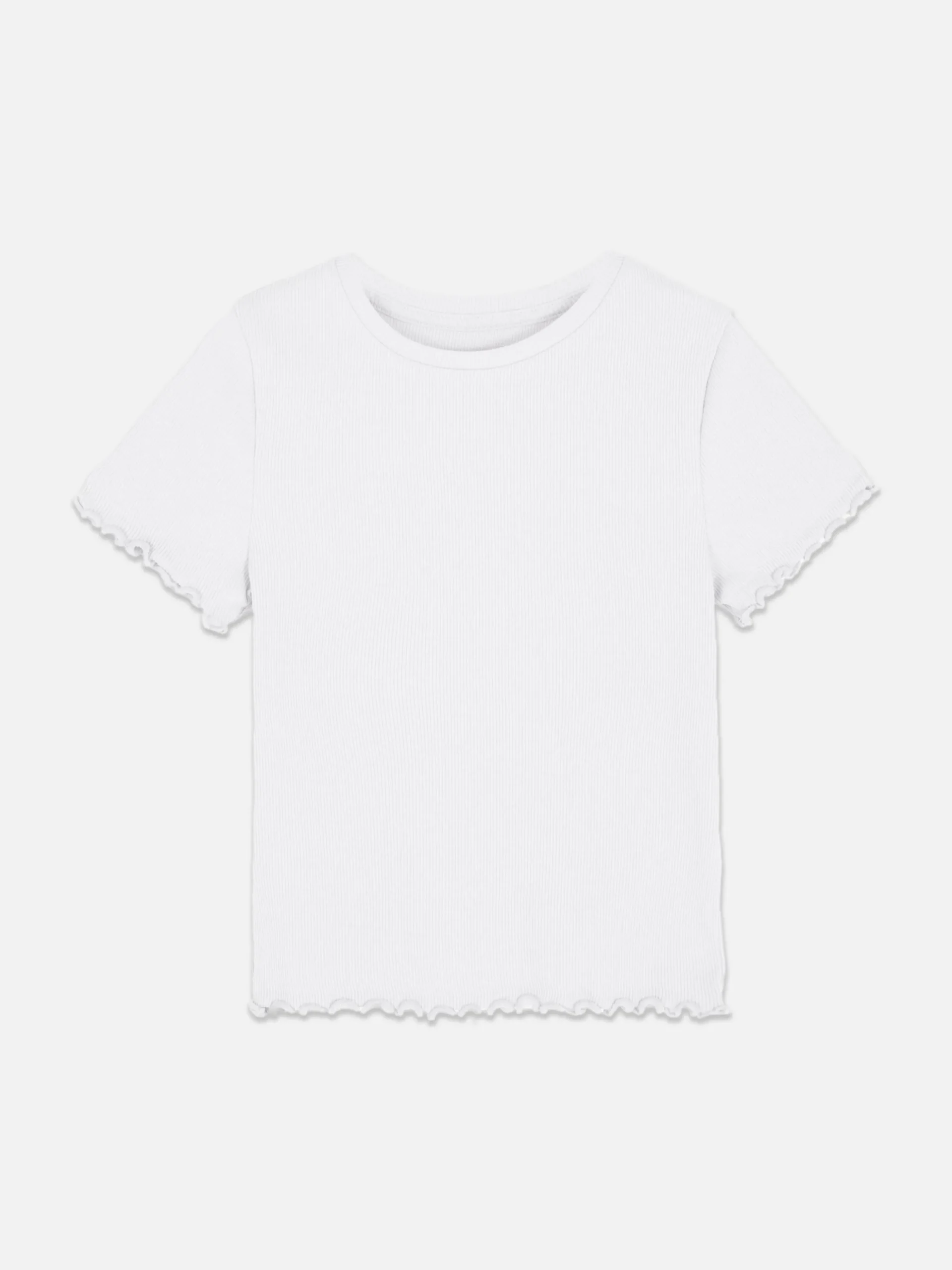 Camiseta Acanalada Con Ribete Ondulado A Juego