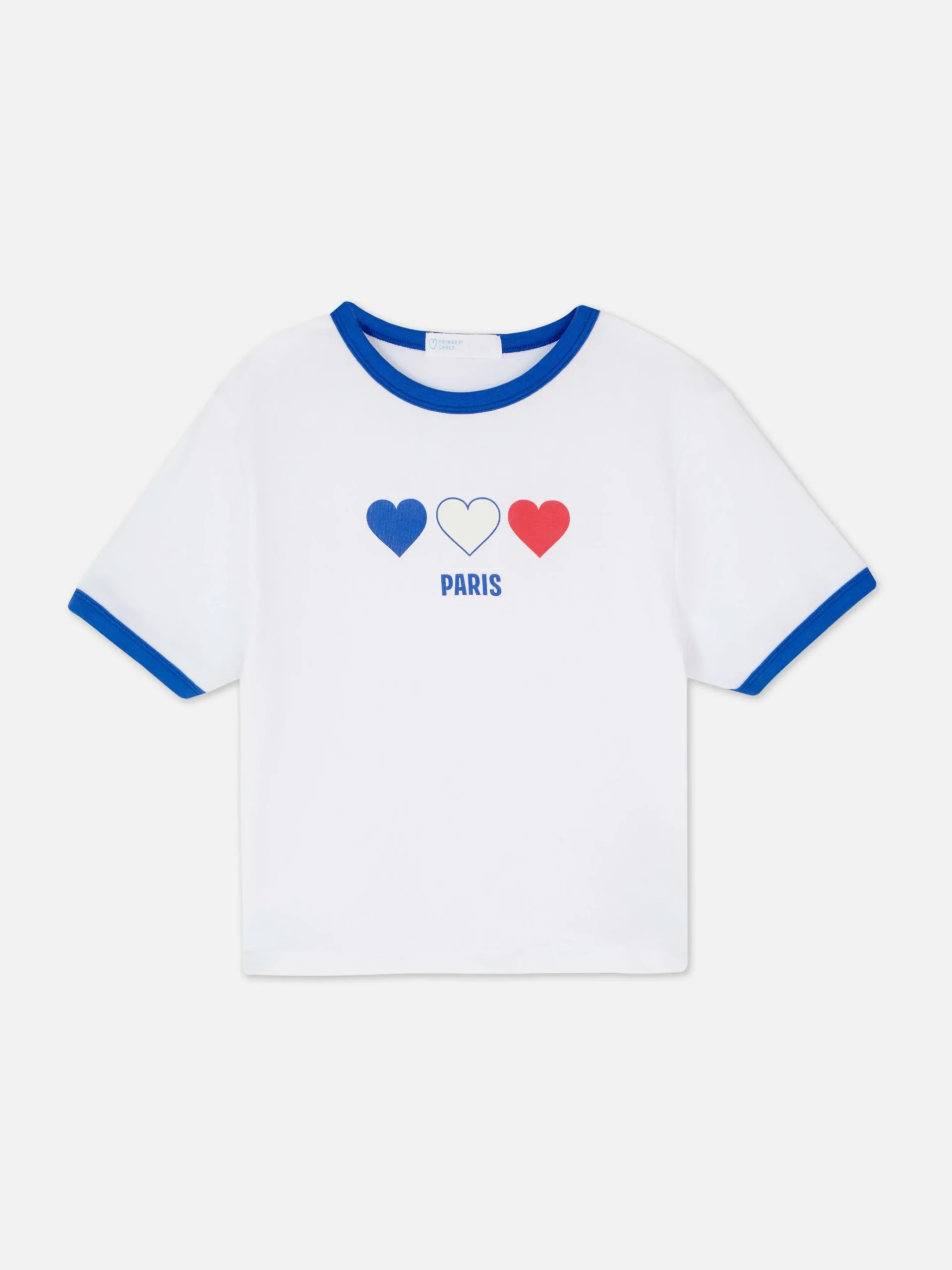 Camiseta Corta Con Ribetes Con El Eslogan «Paris»