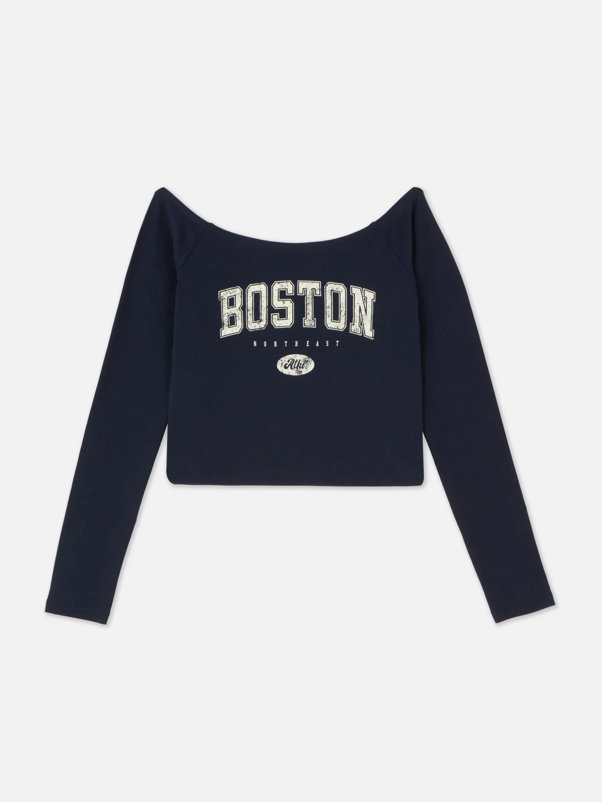 Camiseta Corta De Manga Larga Con Cuello Barco