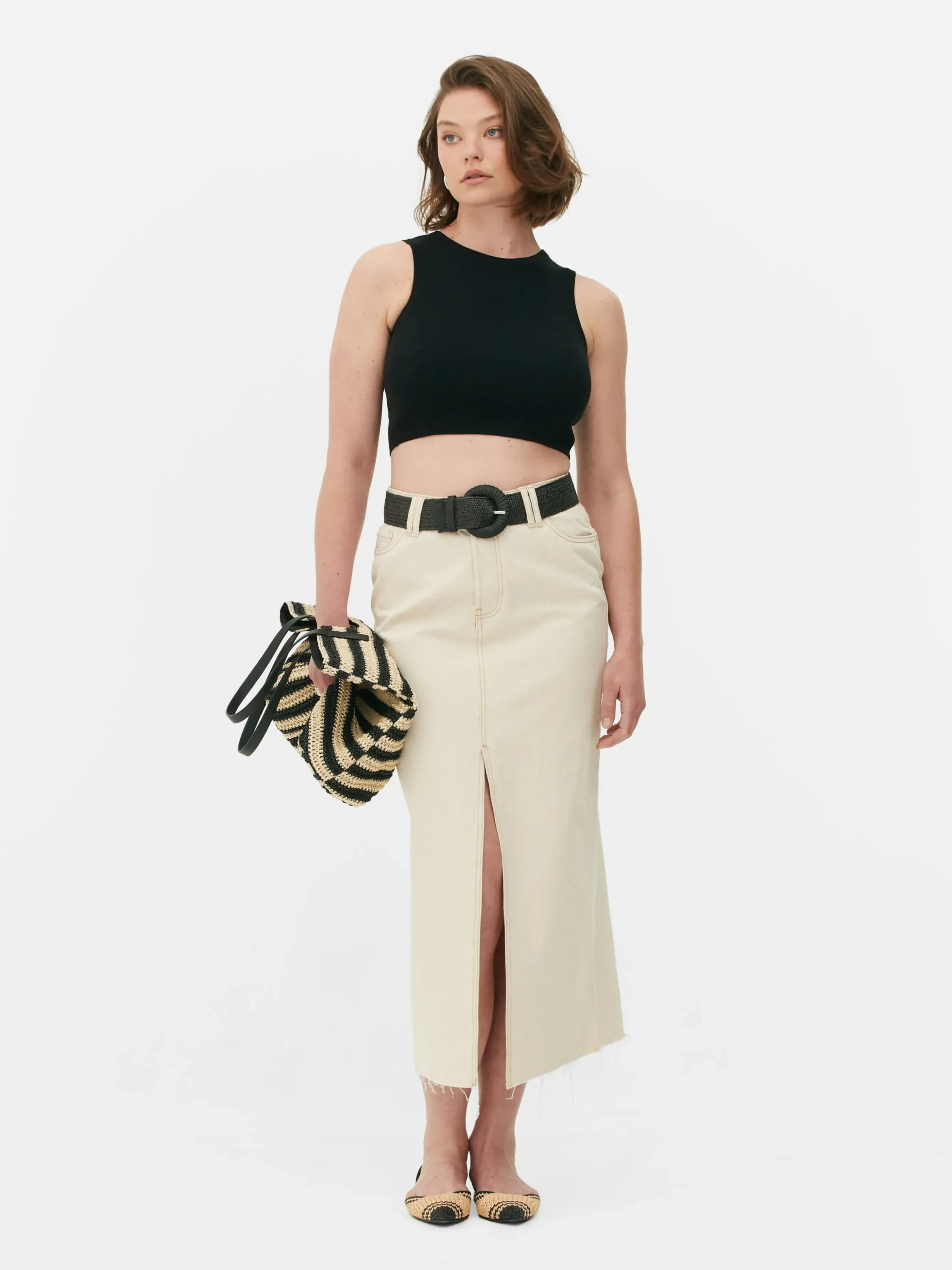 Camiseta Corta De Punto Sin Mangas De Cuello Redondo