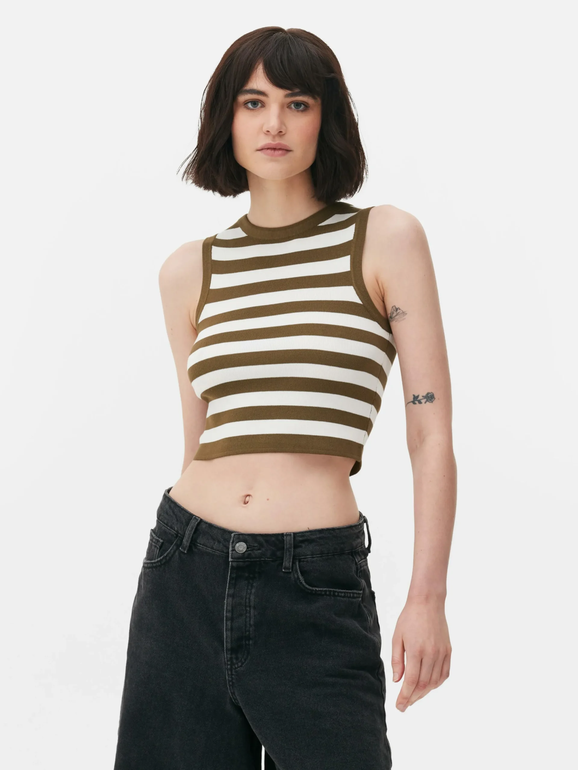 Camiseta Corta De Punto Sin Mangas De Cuello Redondo