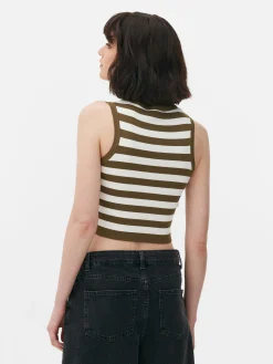 Camiseta Corta De Punto Sin Mangas De Cuello Redondo