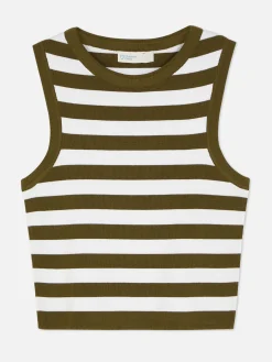 Camiseta Corta De Punto Sin Mangas De Cuello Redondo