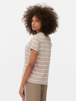 Camiseta De Cuello Redondo A Rayas