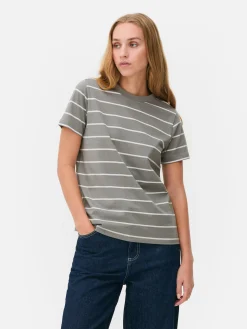 Camiseta De Cuello Redondo A Rayas