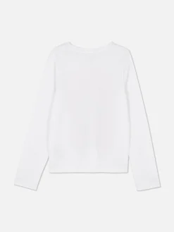 Camiseta De Manga Larga Con Estampado En El Pecho