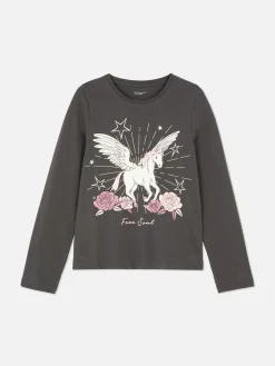 Camiseta De Manga Larga Con Unicornio
