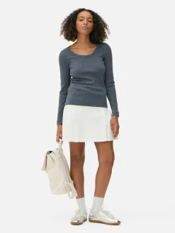 Camiseta De Manga Larga Con Escote Amplio