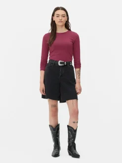 Camiseta De Manga Larga De Punto Elástico