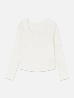 Camiseta De Pijama De Manga Larga De Pointelle