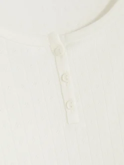 Camiseta De Pijama De Manga Larga De Pointelle