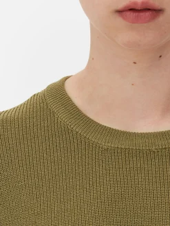 Camiseta De Punto De Cuello Redondo