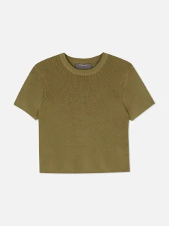 Camiseta De Punto De Cuello Redondo