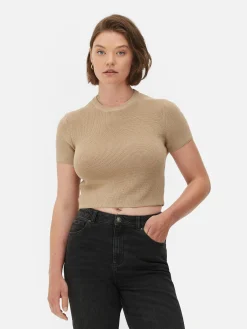 Camiseta De Punto De Cuello Redondo