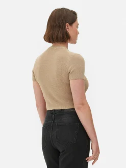 Camiseta De Punto De Cuello Redondo