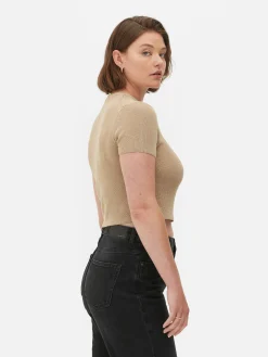 Camiseta De Punto De Cuello Redondo