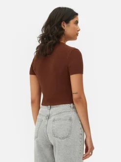 Camiseta De Punto De Cuello Redondo