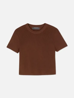 Camiseta De Punto De Cuello Redondo