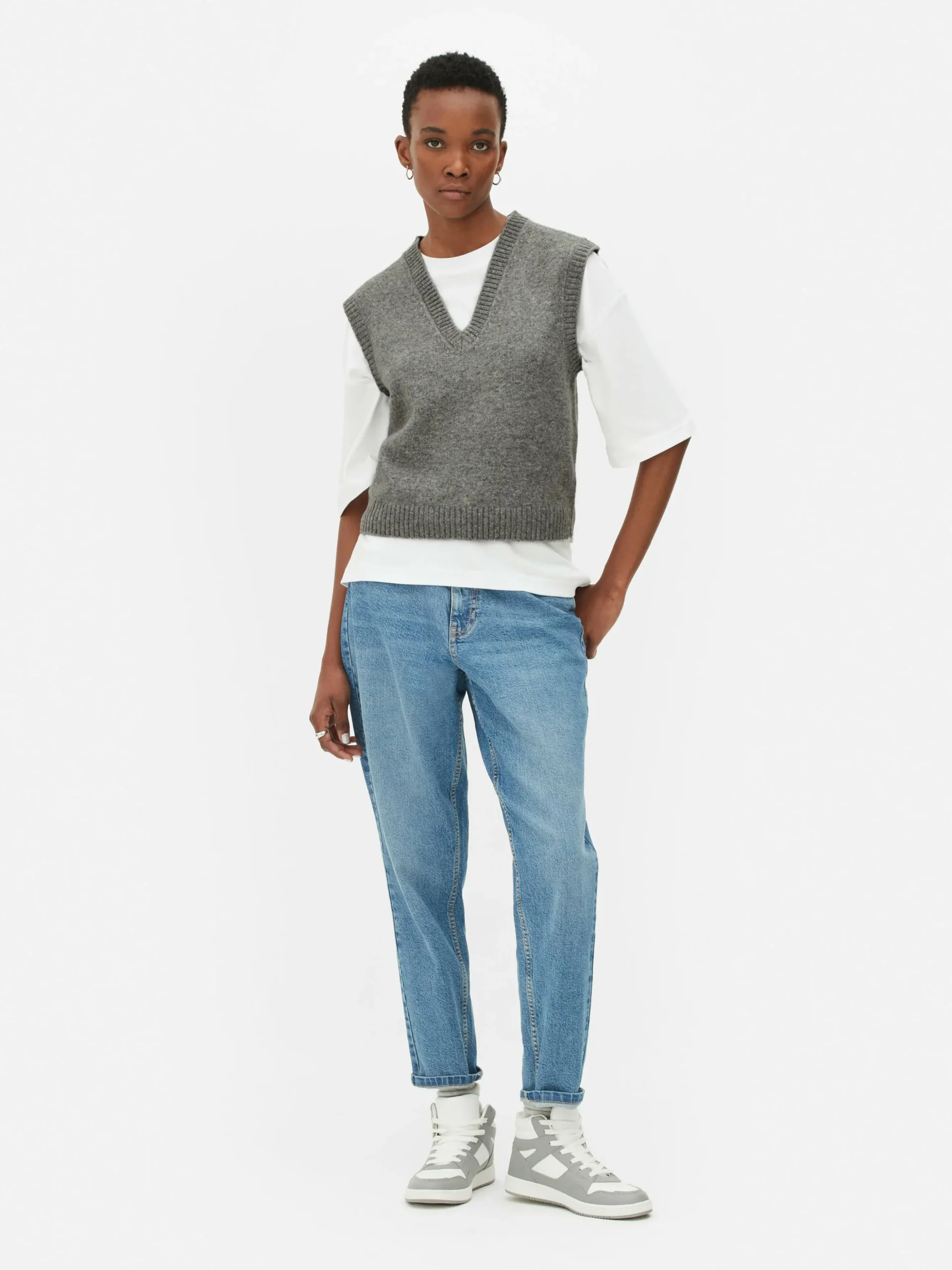 Camiseta De Punto Sin Mangas Con Cuello De Pico