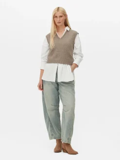 Camiseta De Punto Sin Mangas Con Cuello De Pico