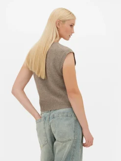 Camiseta De Punto Sin Mangas Con Cuello De Pico