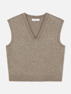 Camiseta De Punto Sin Mangas Con Cuello De Pico