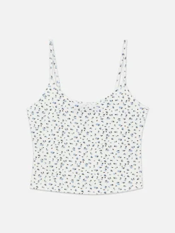 Camiseta De Tirantes Acanalada De Flores