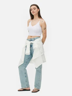 Camiseta De Tirantes Corta Con Ribete De Encaje